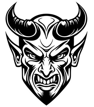 Devil vector icon in black and white