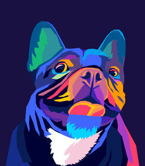 bulldog pop art style isolated dark background