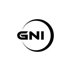GNI letter logo design with white background in illustrator, cube logo, vector logo, modern alphabet font overlap style. calligraphy designs for logo, Poster, Invitation, etc.