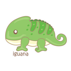 Alphabet I For Iguana Vocabulary Illustration Vector Clipart