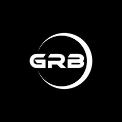 GRB letter logo design with black background in illustrator, cube logo, vector logo, modern alphabet font overlap style. calligraphy designs for logo, Poster, Invitation, etc.