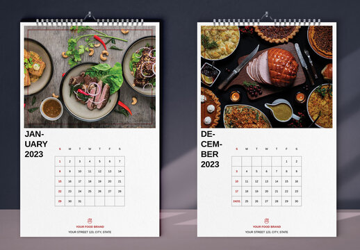 Food Wall Calendar 2023 Layout
