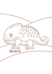 Alphabet I For Iguana Coloring Pages A4 for Kids and Adult