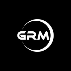 GRM letter logo design with black background in illustrator, cube logo, vector logo, modern alphabet font overlap style. calligraphy designs for logo, Poster, Invitation, etc.