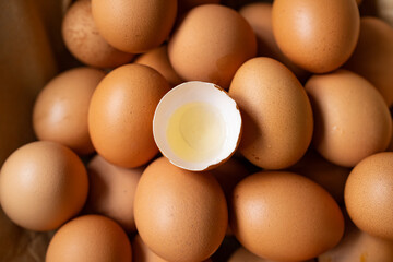 Brown Eggs and Egg Yolk in a Basket, Uskudar Istanbul, Turkey