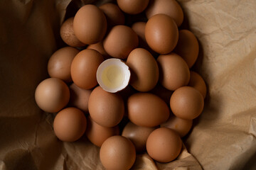 Brown Eggs and Egg Yolk in a Basket, Uskudar Istanbul, Turkey