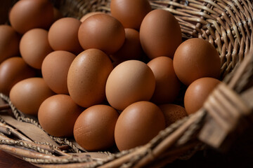 Brown Eggs and Egg Yolk in a Basket, Uskudar Istanbul, Turkey