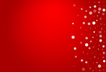 Silver Snowfall Vector Red Background. Xmas Gray
