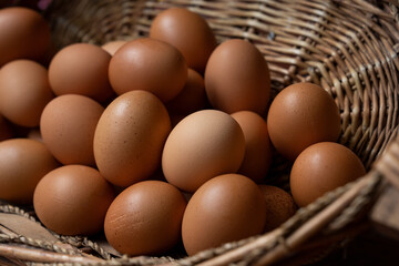 Brown Eggs and Egg Yolk in a Basket, Uskudar Istanbul, Turkey