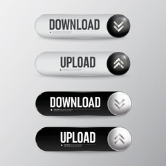 Button download set color white and black