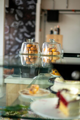 pastry shop, bakery, a place, a bitrina with cakes and breads