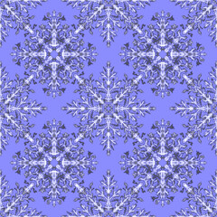 Naklejka na ściany i meble Watercolor seamless pattern with snowflakes. Great Christmas allover print for wrapping paper or textile. Winter design.