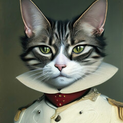 victorian commander cat oil painting