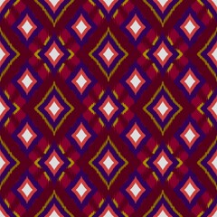 Ikat geometric folklore ornament, Tribal ethnic texture. Seamless striped pattern in Aztec style, Figure tribal embroidery, Scandinavian, Ikat pattern