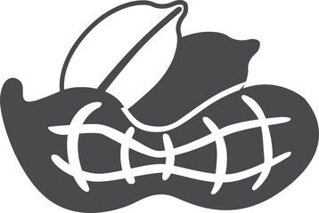 Peanut black icon. Vegetarian snack. Nut in nutshell