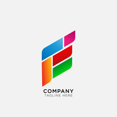 abstract logo with cut square box suitable for company
