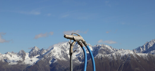 a snow cannon in the Alps in Austria