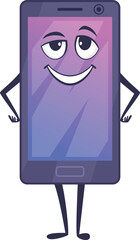 Phone character with smiling face. Funny smartphone mascot