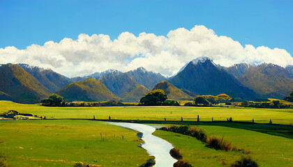 Stunning summer mountain landcsape in Newzealand