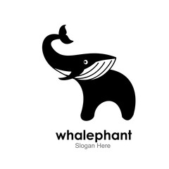 whale and elephant logo design concept