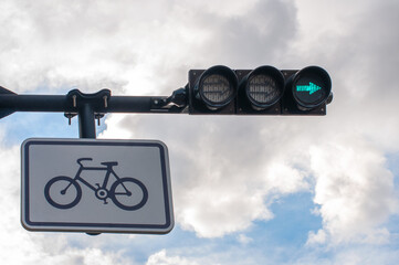 Bicycle Sign Traffic Light