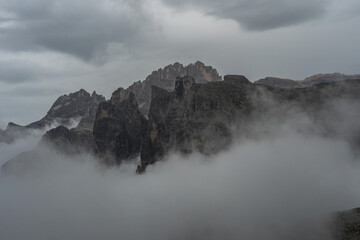 Gloomy clouds over Dolomites, Italy