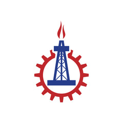 Fototapeta na wymiar Oil mining with circle gear icon isolated on white background