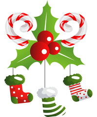 Christmas sock flat icon. Decoration for new year celebration. 