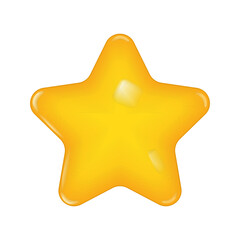 Glossy 3d star. Yellow icon. Star rank sign. Rating