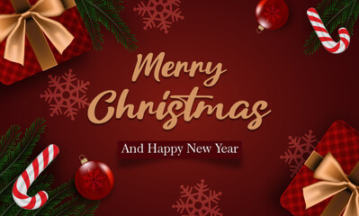 Fototapeta na wymiar Merry christmas and happy new year vector banner background design