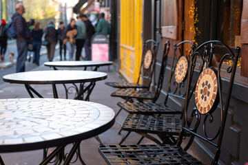 Deli with outside tables on Bermondsey Street, Bermondsey, Southwark. 