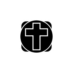 Christian cross with plant icon