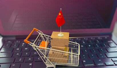 China, People's Republic of China, e-commerce and market cart, e-commerce image