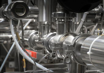 interior of the chemical industry, detail of the pipe line and the metal structure
