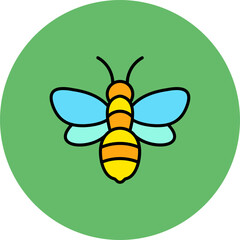 Bee Multicolor Circle Filled Line Icon