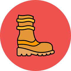 Rain Boots Multicolor Circle Filled Line Icon