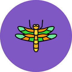 Dragonfly Multicolor Circle Filled Line Icon