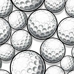 Golf balls seamless pattern vector image. Golf repeating tile background wallpaper texture design.