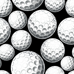 Golf wallpaper design vector image. Repeating tile background of golf ball seamless pattern texture.