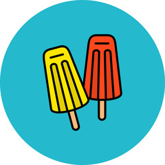 Ice Lolly Multicolor Circle Filled Line Icon