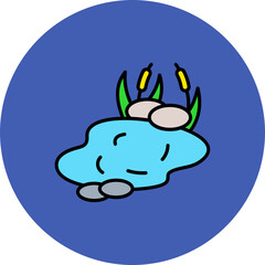 Pond Multicolor Circle Filled Line Icon