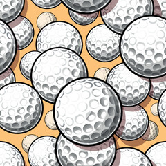 Golf wallpaper design vector image. Repeating tile background of golf ball seamless pattern texture.