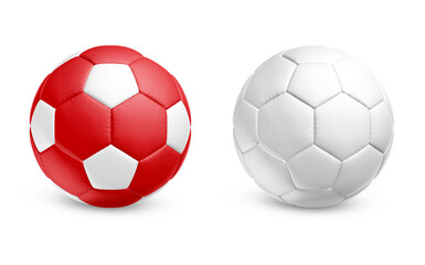 Fototapeta premium Red and White Soccer ball isolated on white background 