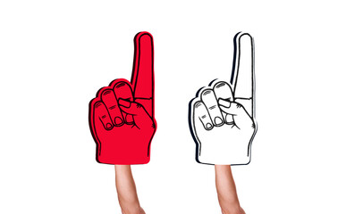 Finger Foams Isolated on white background for spectators and fans at stadium 