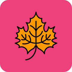 Maple Leaf Multicolor Round Corner Filled Line Icon