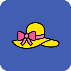 Pamela Hat Multicolor Round Corner Filled Line Icon