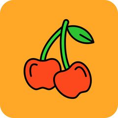 Cherry Multicolor Round Corner Filled Line Icon