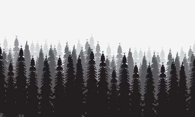 silhouette forest, nature design vector isolated