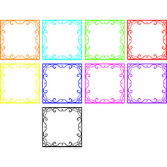 Assorted Colored Square Fancy Border Frames 10 Pack