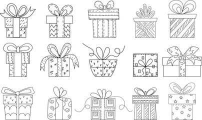 set of doodle gifts sketch ,outline vector